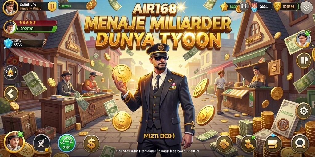 Screenshot gameplay Tycoon yang menunjukkan kemajuan bisnis yang pesat.