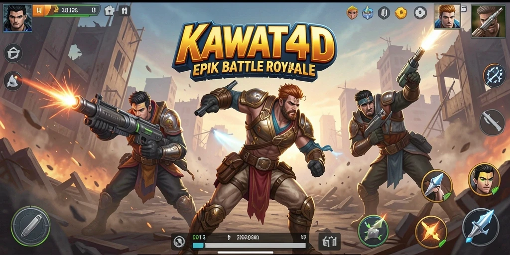 Tampilan gameplay seru KAWAT4D dalam pertempuran Battle Royale.