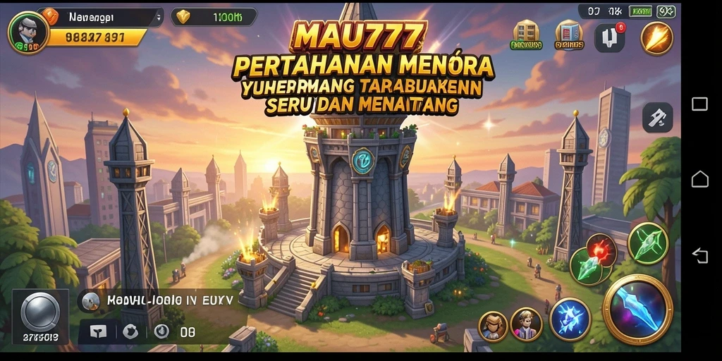 Tampilan strategis menara dan gelombang musuh di MAU777.
