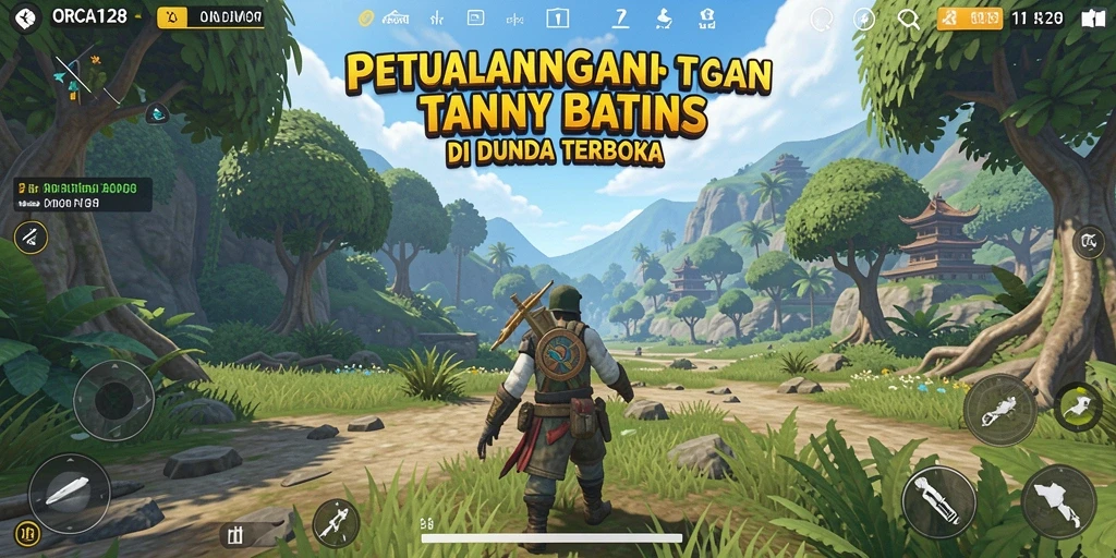 Tangkapan layar gameplay ORCA128 yang menampilkan dunia terbuka yang menakjubkan.