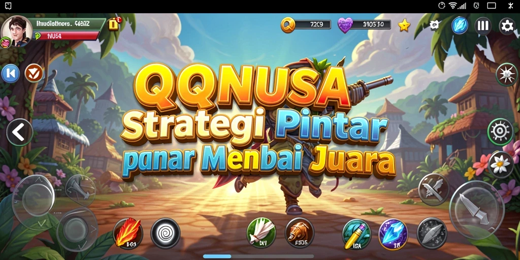 Tampilan gameplay menegangkan dari QQNUSA dengan berbagai karakter.