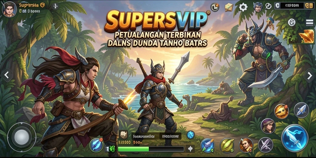 Tangkapan layar utama game SUPERSVIP menunjukkan keindahan dunia terbuka.
